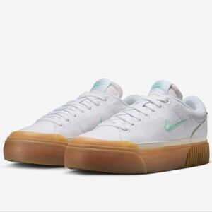 NWOT NIKE Women's Court Legacy Lift White Mint Terry Suede Sneaker Shoes Size 9